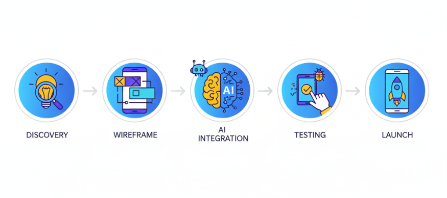 AI mobile app development process by Capslock Agency
