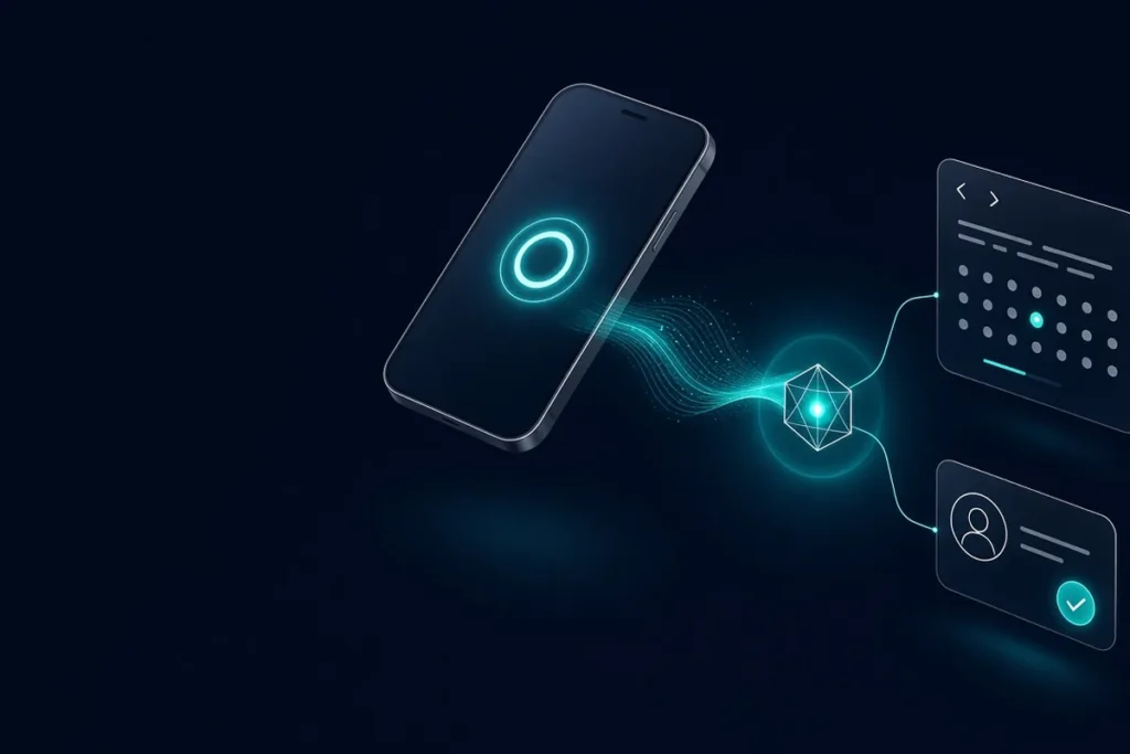 AI agent development example: an AI voice agent answering a phone call and booking an appointment into a calendar and CRM